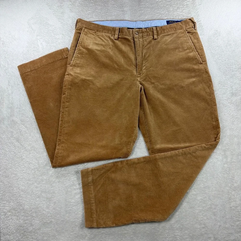 Polo Ralph Lauren Corduroy Pants Men 38x31 Tan Bedford Straight Fit Chino Preppy